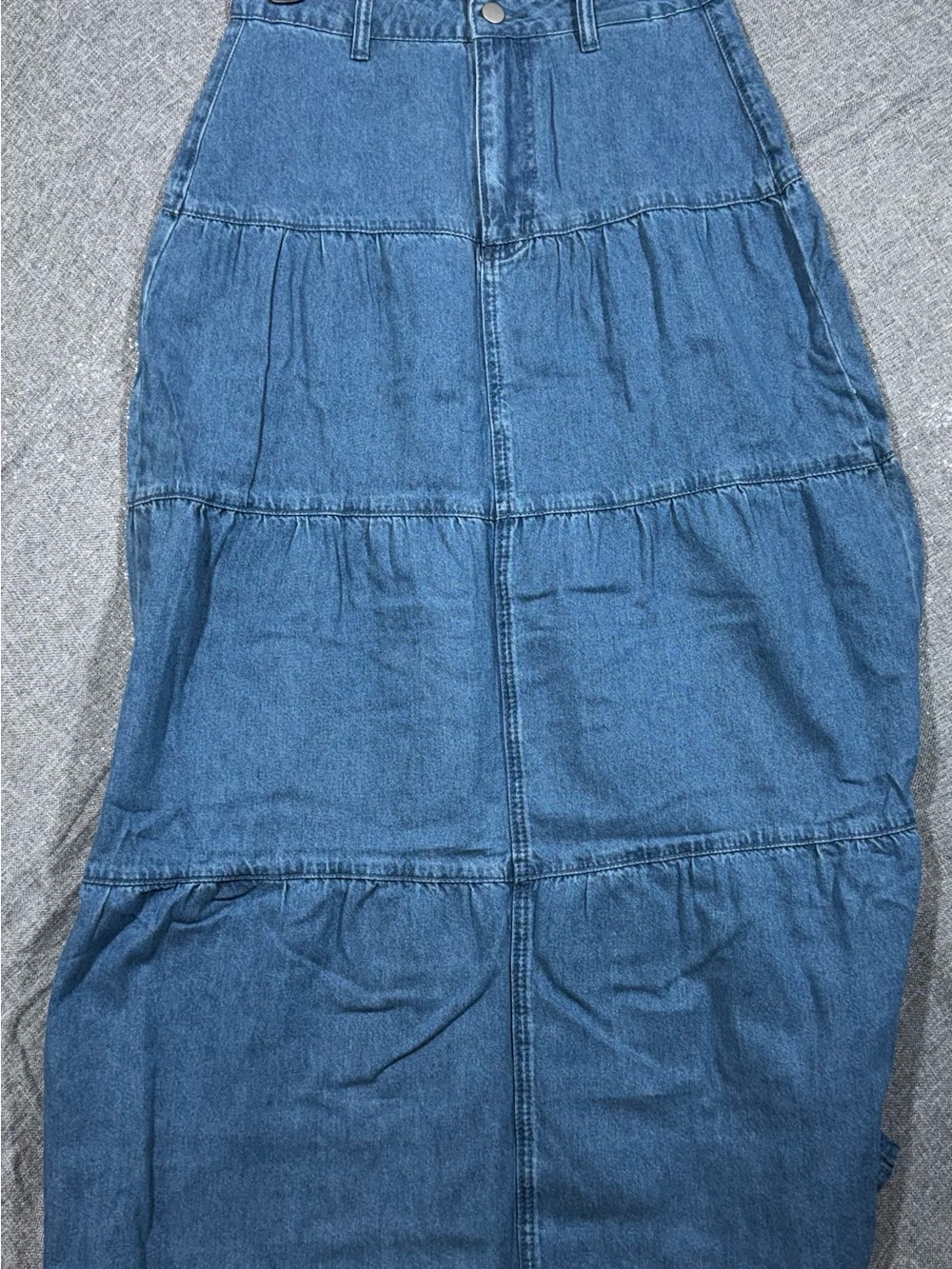 SHEIN Blue Tiered Denim Maxi Skirt